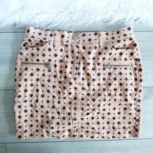 Club Monaco Velvet Corduroy Velour Peach Navy Floral Skirt Size 2 Spring Summer